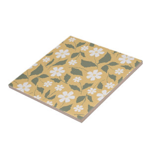 Modern Heritage Daisy Butterscotch & Green Floral Ceramic Tile