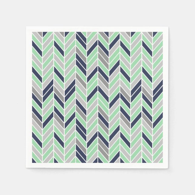 Modern Herringbone Chevron Geometric Pattern Paper Napkins (Front)