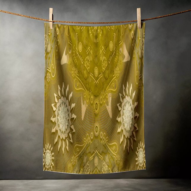 Modern hexa golden ursidae mandala art  beach towel (Creator Uploaded)