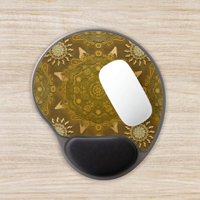 Modern hexa golden ursidae mandala art  gel mouse pad (Creator Uploaded)