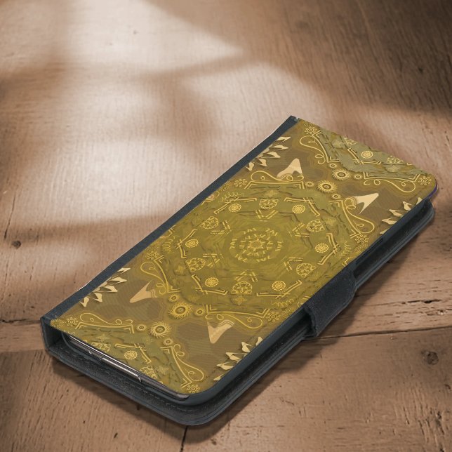 Modern hexa golden ursidae mandala art samsung galaxy wallet case (Creator Uploaded)