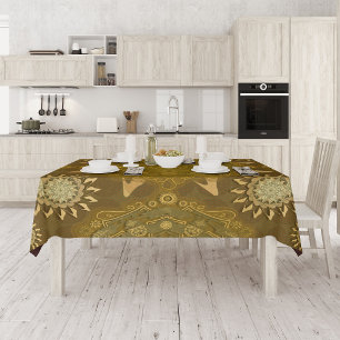Modern hexa golden ursidae mandala art tablecloth