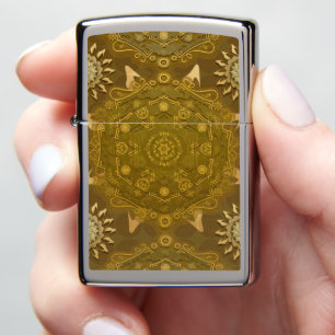 Modern hexa golden ursidae mandala art zippo lighter