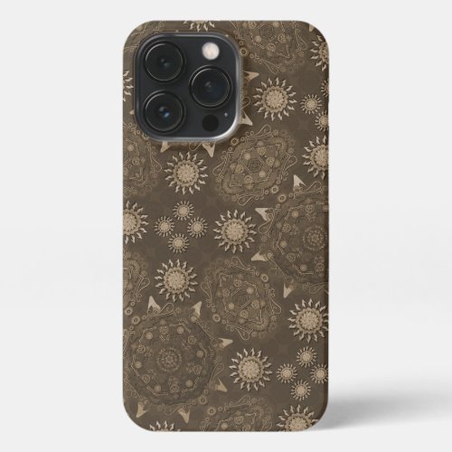 Modern hexa Sepia Golden ursidae mandala art iPhone 13 Pro Case
