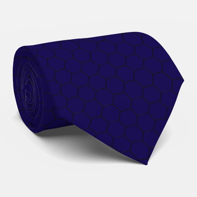 Modern Hexagonal Grid Geometric Pattern Neck Tie (Rolled)