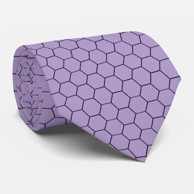 Modern Hexagonal Grid Geometric Pattern Neck Tie (Rolled)