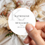 Modern Hhite Monogram Minimalist Wedding Classic Round Sticker<br><div class="desc">Create your own personalized wedding stickers cards featuring modern monogram typography and minimalist graphic design in black and white color.</div>