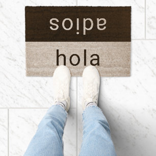 Modern Hi Bye Funny Spanish Hola Adios Fiber Doormat