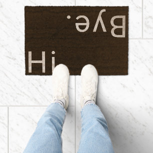 Modern Hi Bye Funny Welcome New Home Gift Fiber Doormat