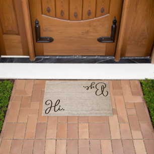 Modern Hi Bye Script Funny Welcome New Home Gift Fiber Doormat