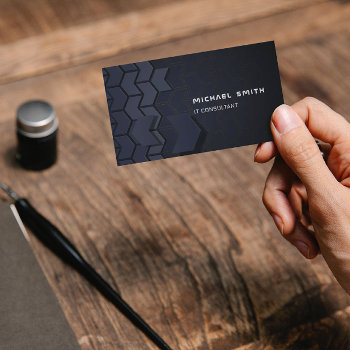 Modern Hi-tech Futuristic Geometric Shape Business Card by rudall30 at Zazzle