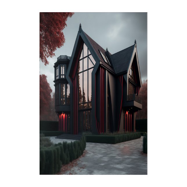 Modern Hi-Tech Gothic House Exterior Design. Acrylic Print (Front)
