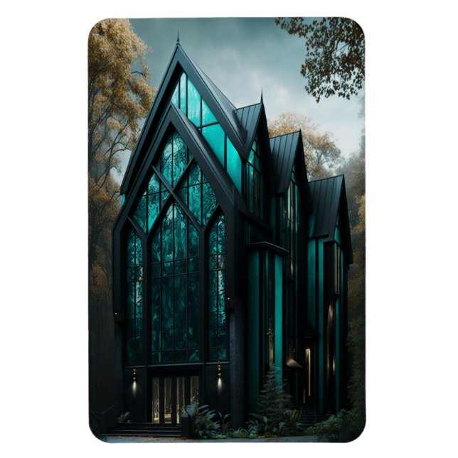 Modern Hi-Tech Gothic House Exterior Design Magnet (Vertical)