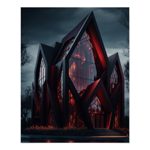 Modern Hi_Tech Gothic House Exterior Design  Poster