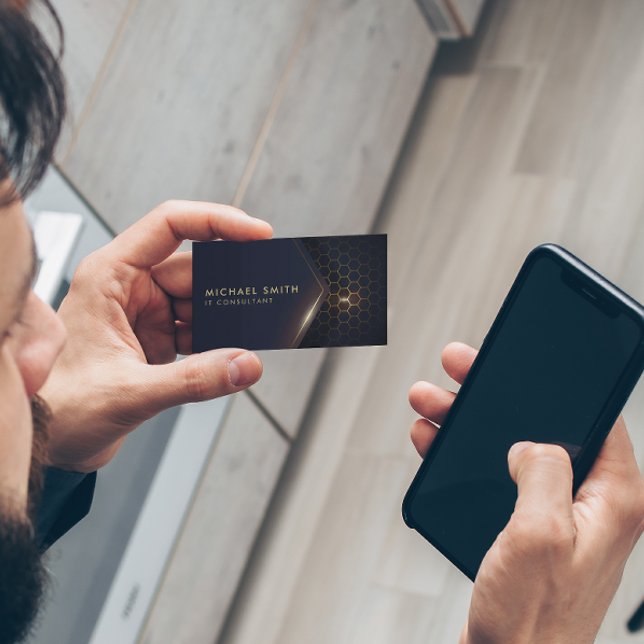 Modern Hi-tech Hexagonal Pattern Business Card (Creator Uploaded)