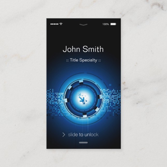 Modern Hi Tech  - iPhone iOS Flat Design Business Card (Front)