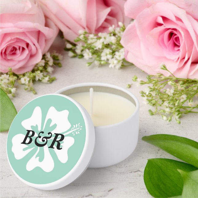Modern Hibiscus flower logo personalized wedding Mini Candle Favors (Insitu (Wedding))