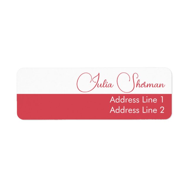 Modern Hibiscus Red Feminine Minimalist Script Label (Front)