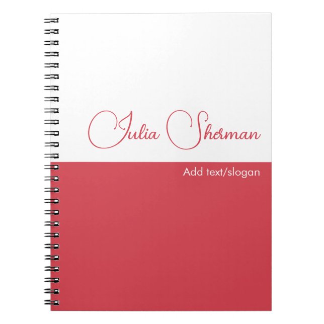 Modern Hibiscus Red Feminine Minimalist Script Notebook (Front)