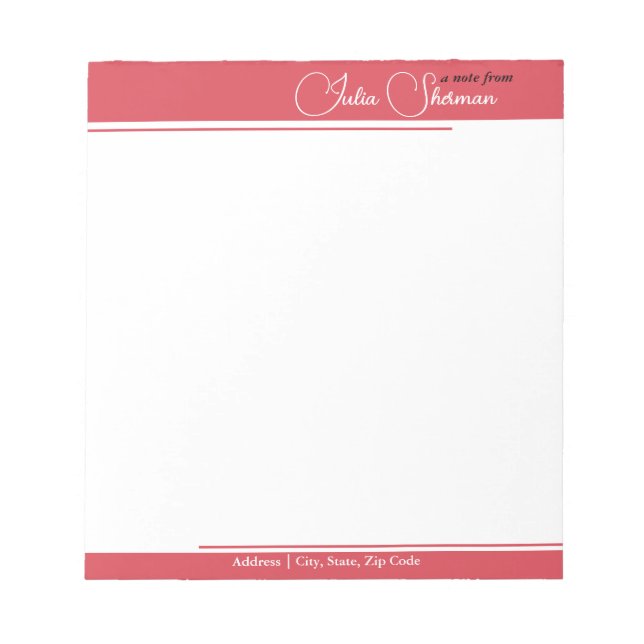 Modern Hibiscus Red Feminine Minimalist Script Notepad (Front)
