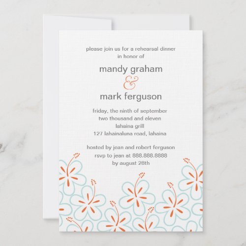 Modern Hibiscus Rehearsal Dinner Invitation