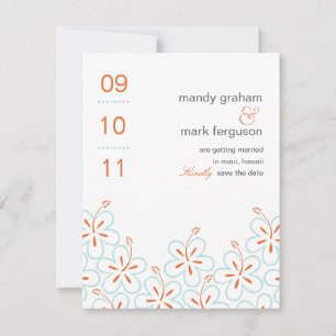 Modern Hibiscus Save The Date Card