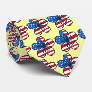 Modern Hibiscus USA Necktie