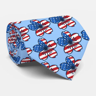 Modern Hibiscus USA Two-sided Printed Neck Tie
