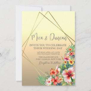 Modern Hibiscus Wedding Invitation