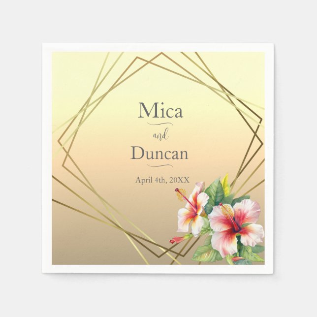 Modern Hibiscus Wedding Napkins (Front)