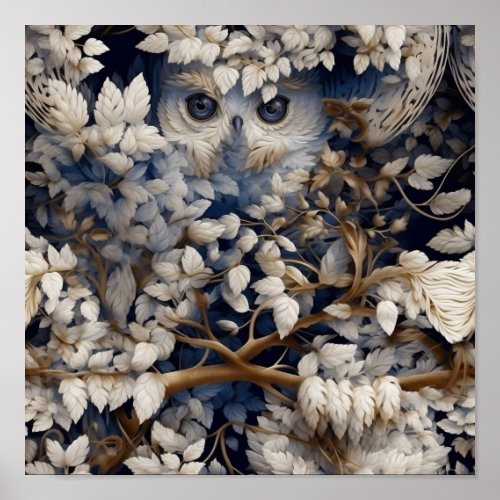 Modern Hidden Owl In The Forest Art Poster