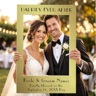 Modern High-End Magazine Golden and Black Wedding Selfie Frame