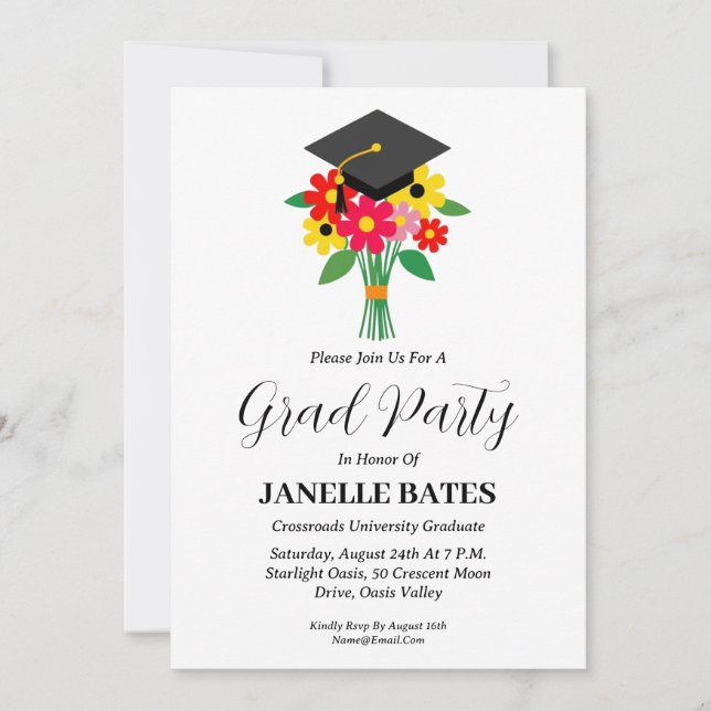 modern high school floral graduation invitations (Front)