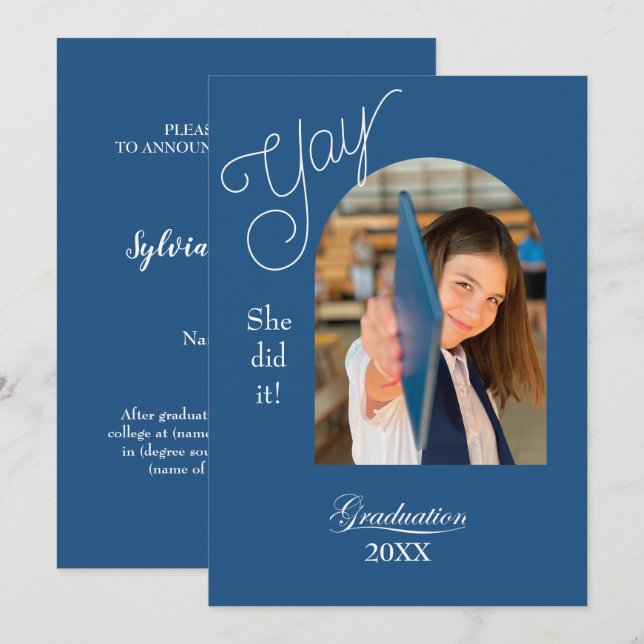 Modern High School Graduation Announcement - photo (Front/Back)