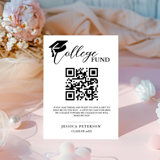 Modern High School Graduation Colleg fund QR code  Pedestal Sign (Creator Uploaded)