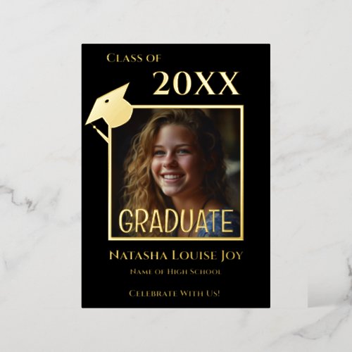 Modern High School Graduation Party  Foil Invitation