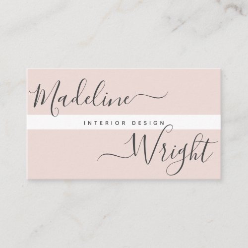 Modern Highlight  Script Calligraphy Blush Pink Business Card