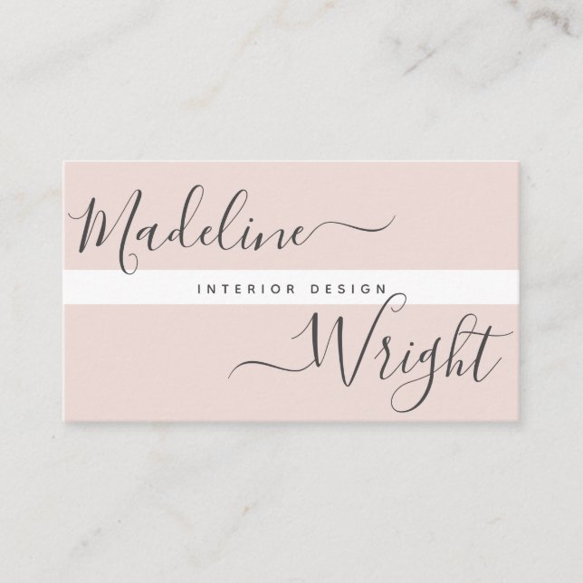 Modern Highlight | Script Calligraphy Blush Pink Business Card (Front)
