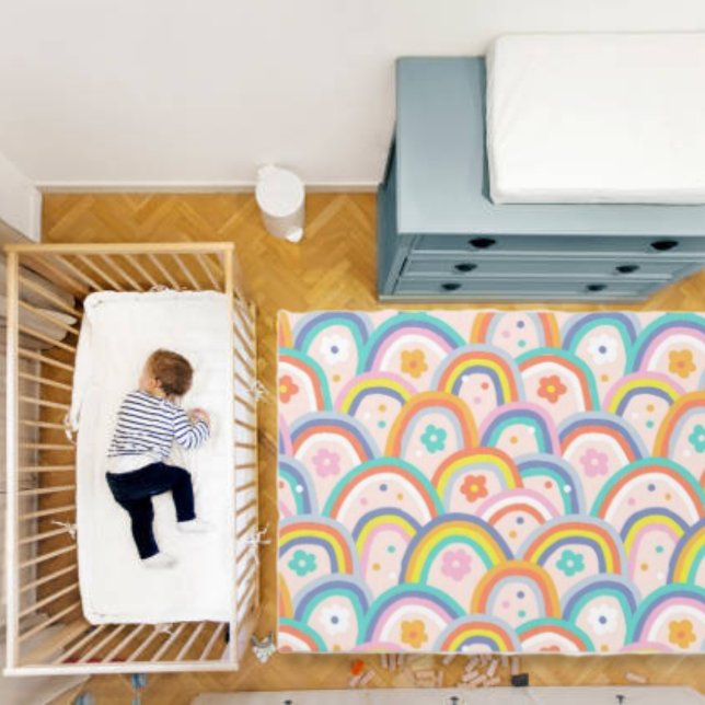 Modern Hippie Baby Rainbow Colorful Boho Nursery  Outdoor Rug (Creator Uploaded)