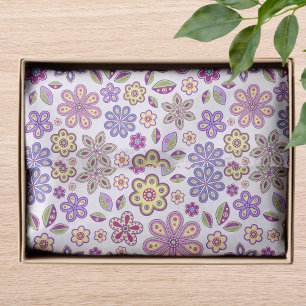 Modern Hippie Floral Pattern Botanical Tissue Paper
