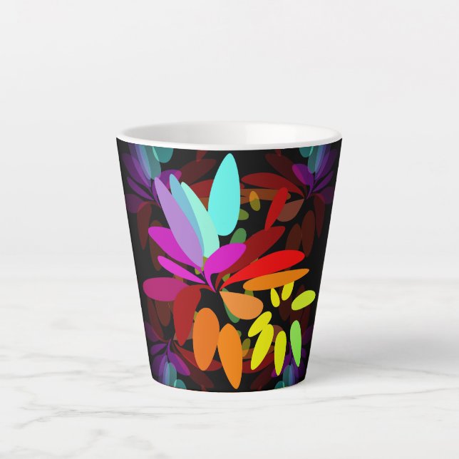 Modern Hippie Psychedelic Style Rainbow Colors Latte Mug (Front)