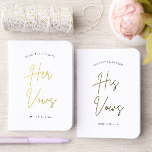 Modern His and Hers Vows Wedding Family Name Year Foil Vow Books