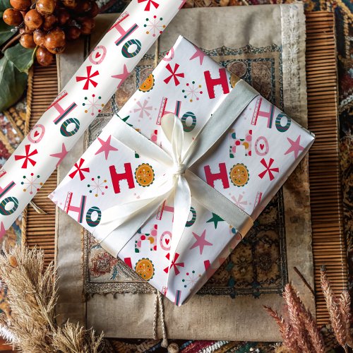 Modern Ho Ho Ho Colourful Christmas  Wrapping Paper