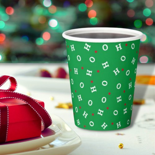 Modern Ho Ho Ho Green Red Christmas Party Paper Cups