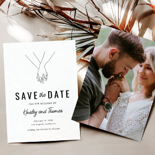 Modern Holding Hands Photo Save The Date