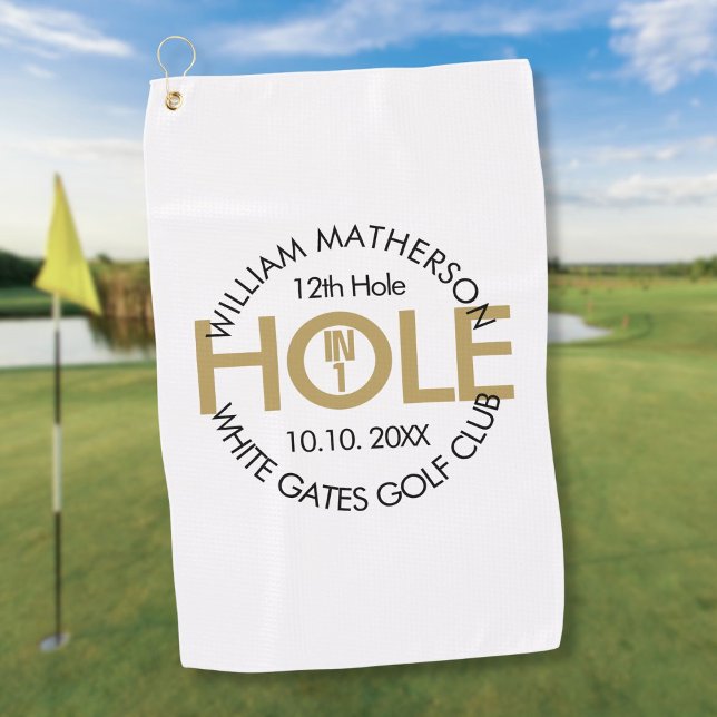 Modern Hole in One Black And Gold Golf Towel (Modern Hole in One Black And Gold Golf Towel)
