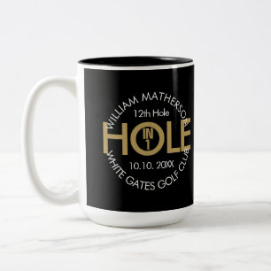 Modern Hole in One Black And Gold Two-Tone Coffee Mug