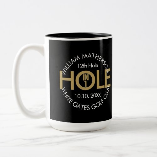 Modern Hole in One Black And Gold Two_Tone Coffee Mug