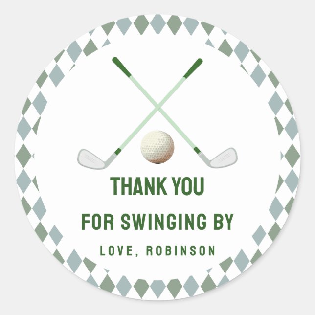 Modern Hole in One Par-tee golf Birthday  Classic Round Sticker (Front)
