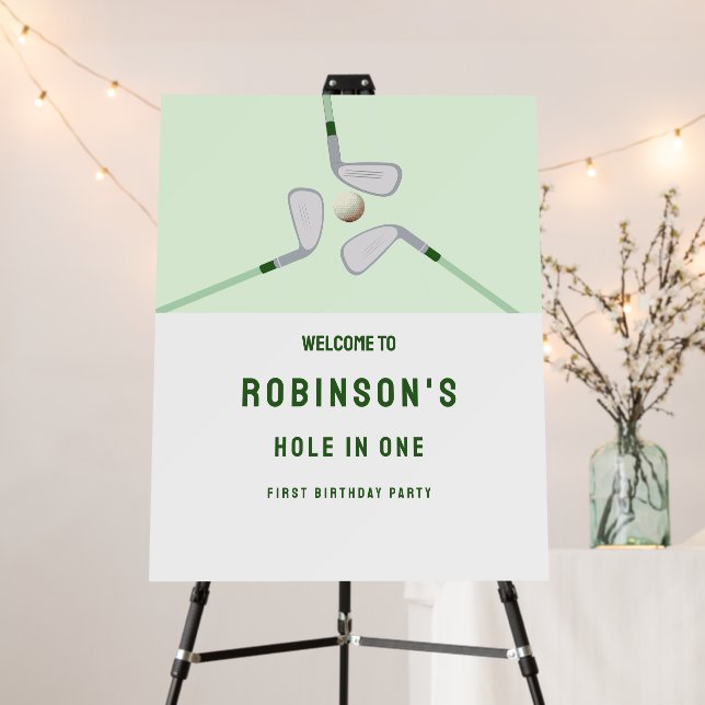 Modern Hole in One Par-tee golf Birthday  Foam Board (In Situ (Stand))